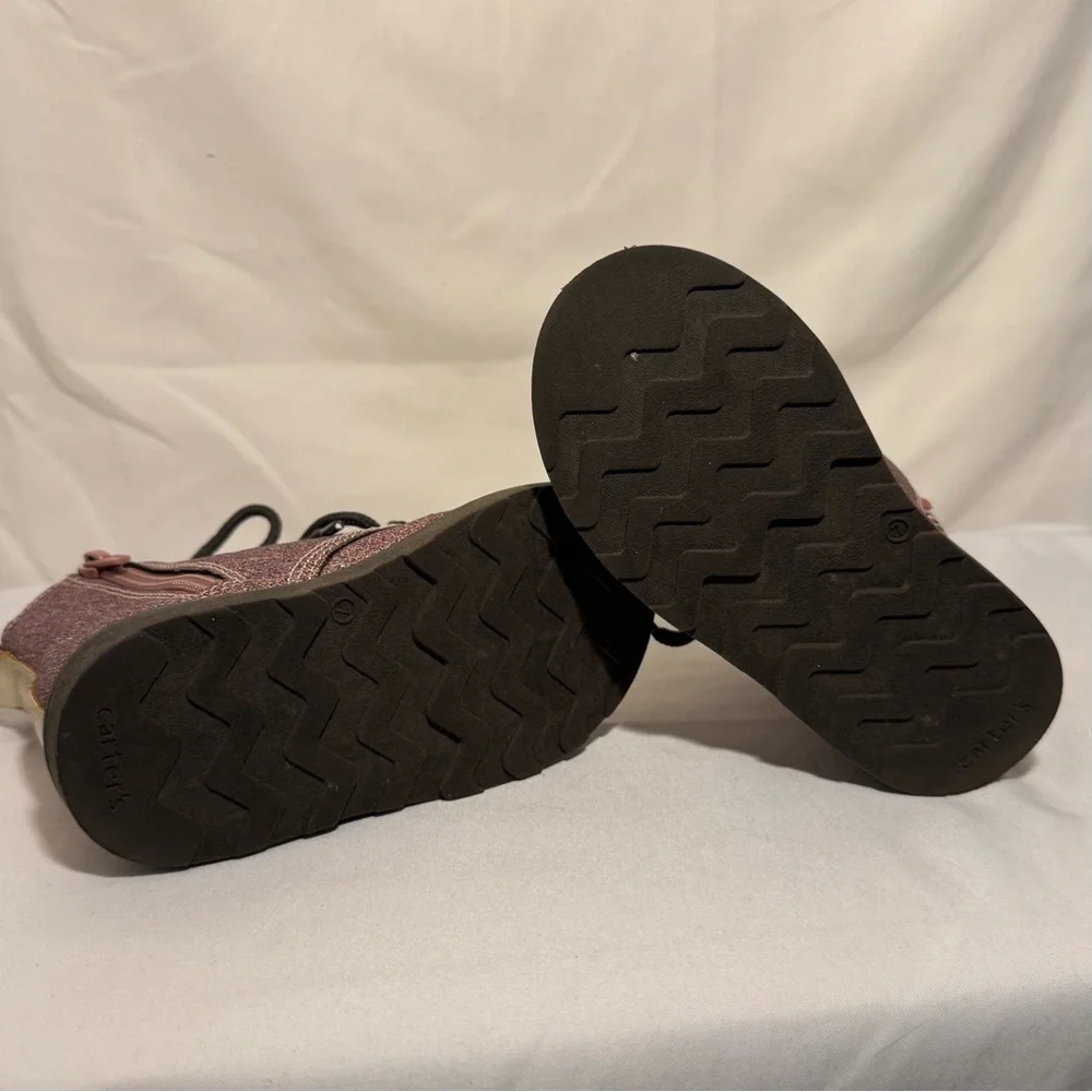 Carter’s ZOLA Pink Glitter Multi Lace‎ Up Zip Combat Boots Toddler Girls Size 7C
